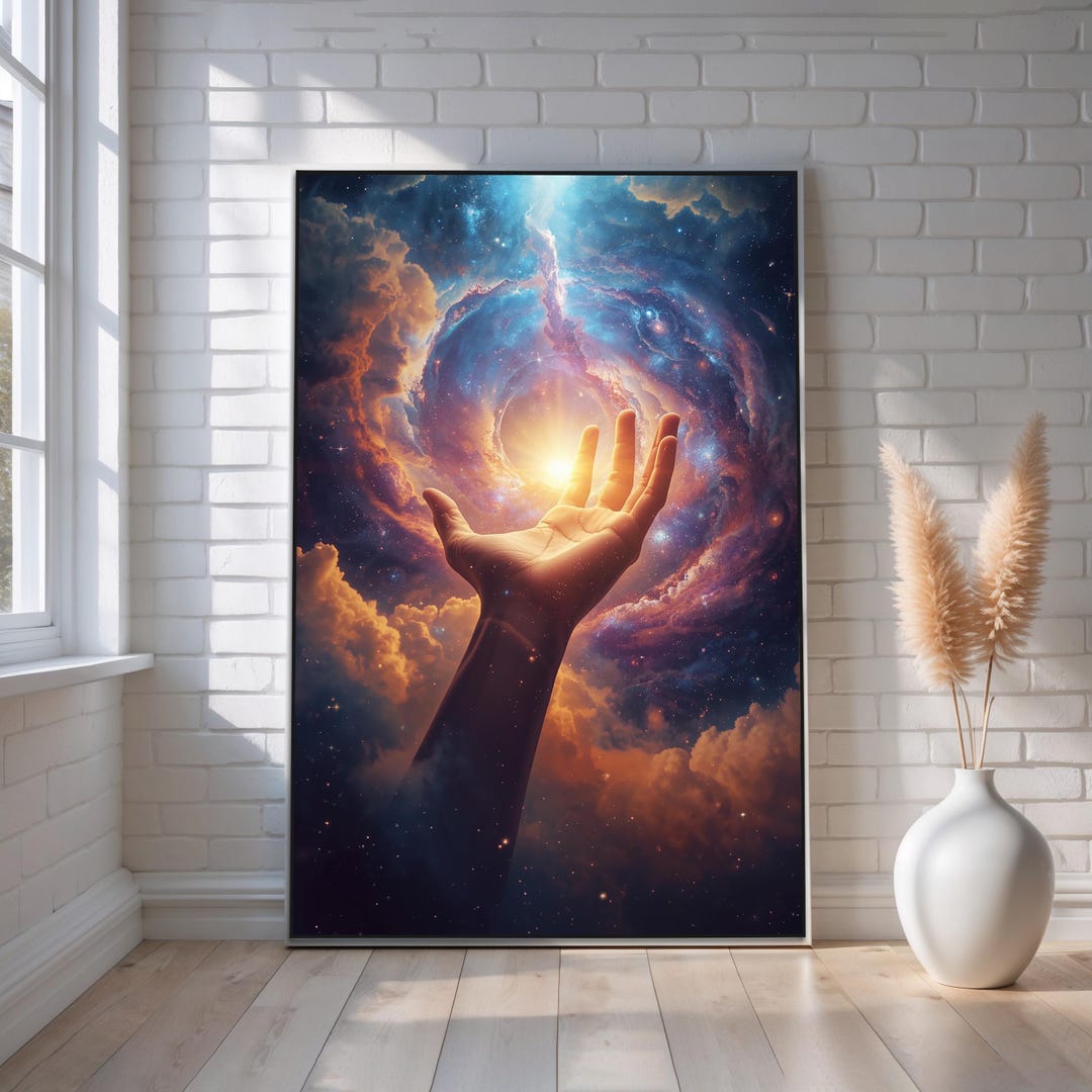 Divine Hand of Creation Canvas Wall Art | Spiritual Galaxy Artwork ...