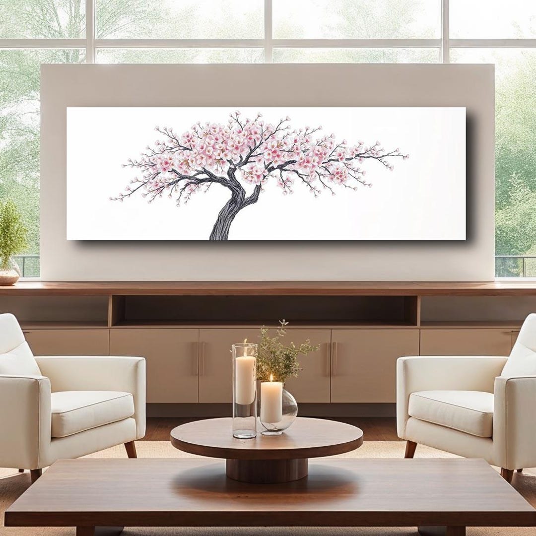 Cherry Blossom Wall Art | Minimalist Floral Print | Japanese Sakura ...