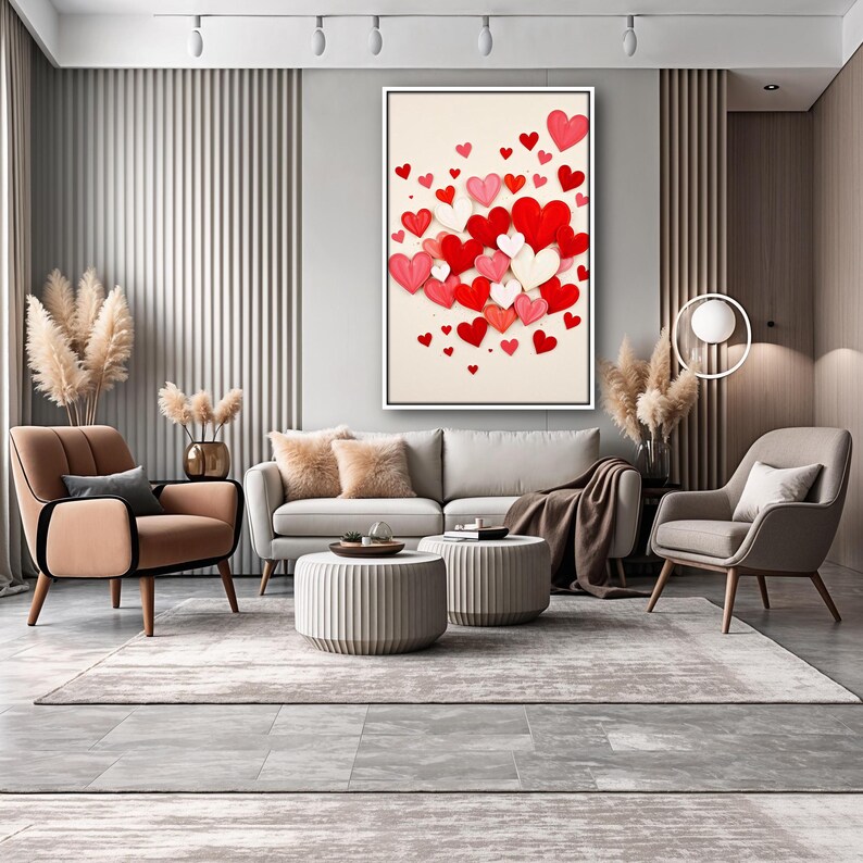 Valentine Hearts Wall Art | Red Pink White Heart Canvas Print ...