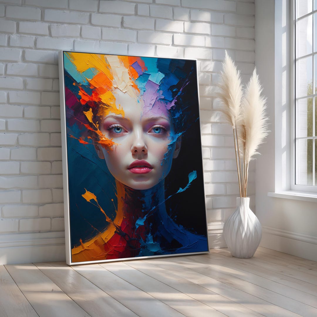 Abstract Woman Portrait Wall Art | Colorful Expressionist Canvas Poster ...