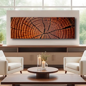 Rustic Tree Rings Art | Natural Wood Grain Texture Wall Decor | Ready to Hang AR135