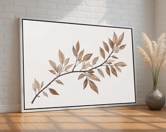 Neutral Botanical Wall Art | Minimalist Branch and Leaves Poster | Earth Tone Nature Print for Modern Decor | Boho Canvas Art Ready to Hang