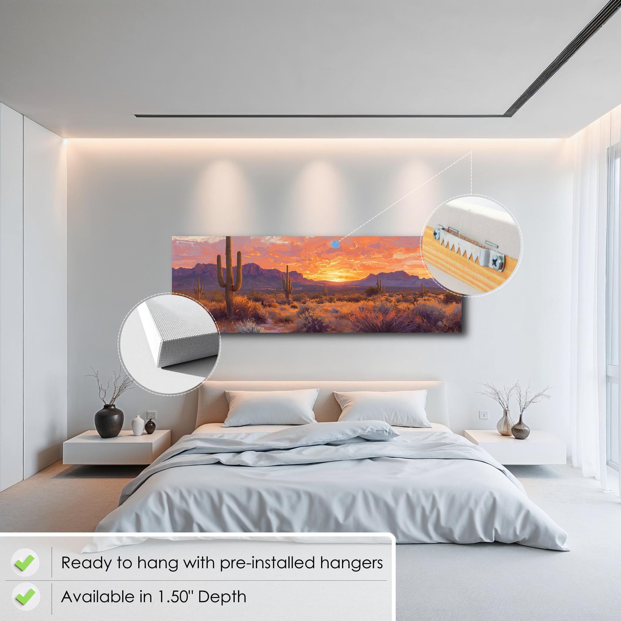 Desert Sunset Canvas Wall Art | Southwestern Cactus Landscape Painting ...