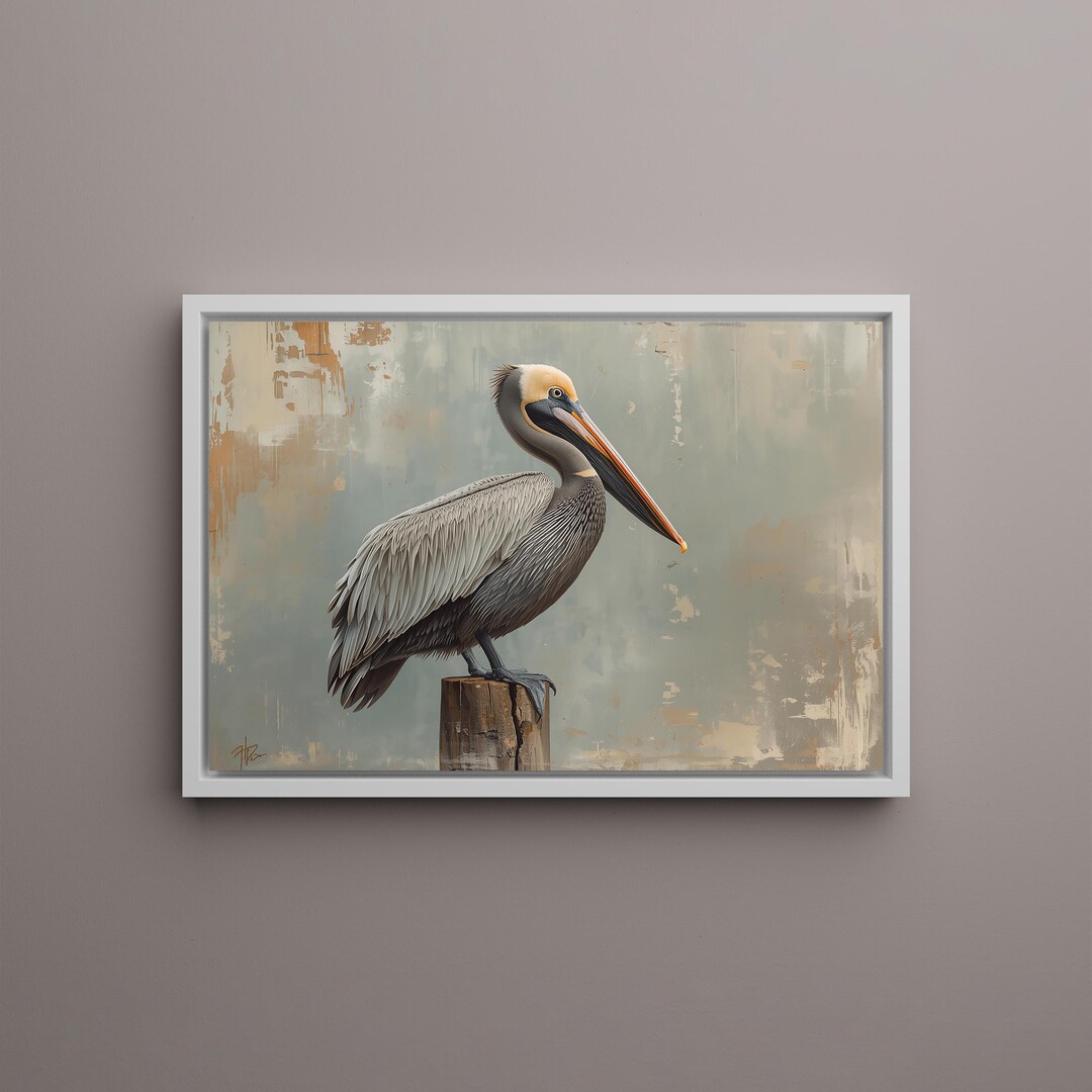 Majestic Pelican Canvas Wall Art | Coastal Wildlife Bird Decor for ...