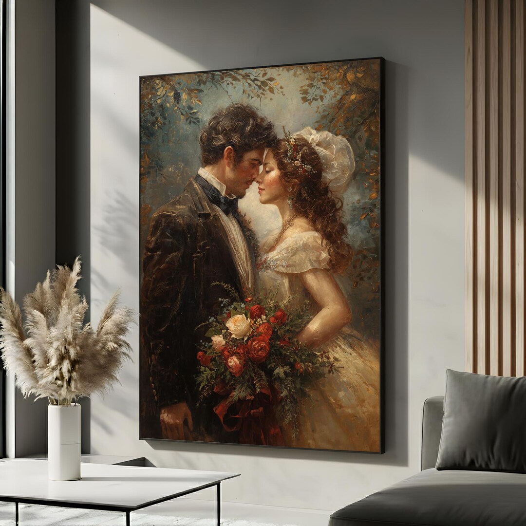 Romantic Victorian Couple Canvas Wall Art | Vintage Love Wedding ...