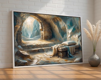 Empty Tomb Resurrection Wall Art | Christian Canvas or Poster | Easter Decor | Religious Home & Church Gift | Jesus Risen Artwork