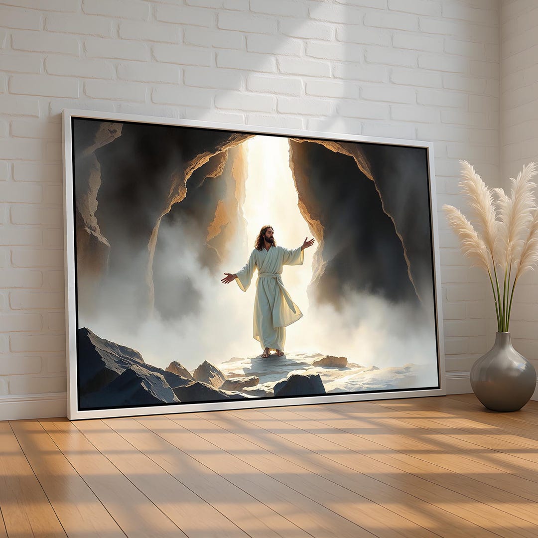 Resurrected Christ Canvas Art | Jesus Emerging From the Tomb | Easter ...