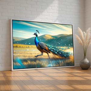 Peacock Wall Art with Vibrant Feathers | Exotic Wildlife Bird Painting for Living Room Nature Decor | Canvas & Poster | Ready to Hang