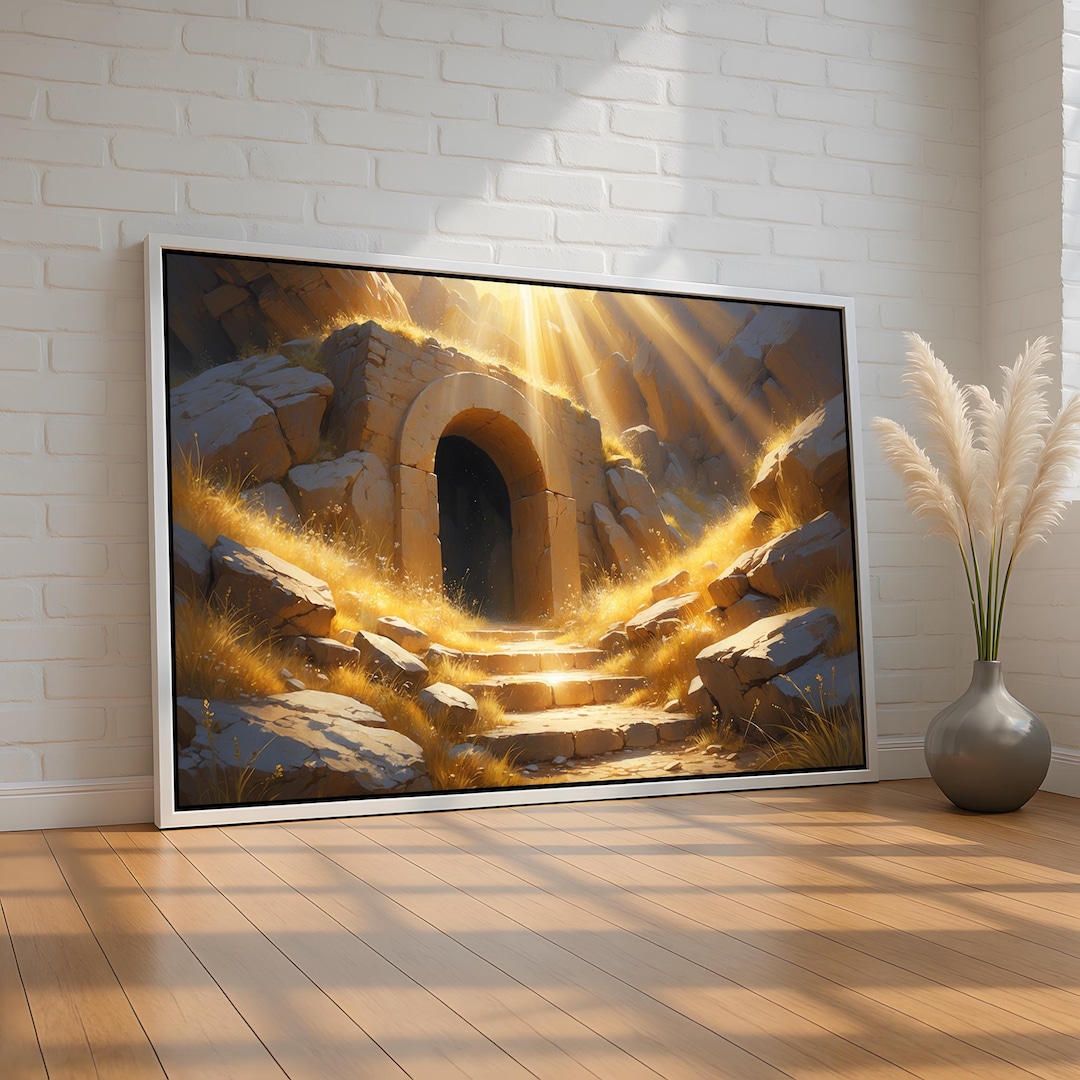 He is Risen Empty Tomb Wall Art | Peaceful Resurrection Canvas Print ...