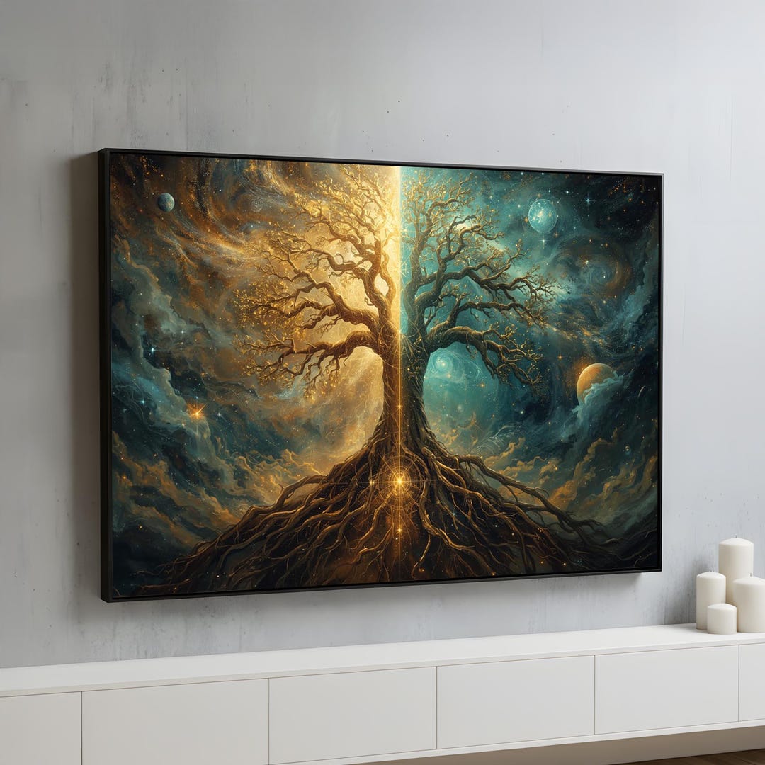 Tree of Life Cosmic Wall Art | Mystical Universe Tree Canvas ...
