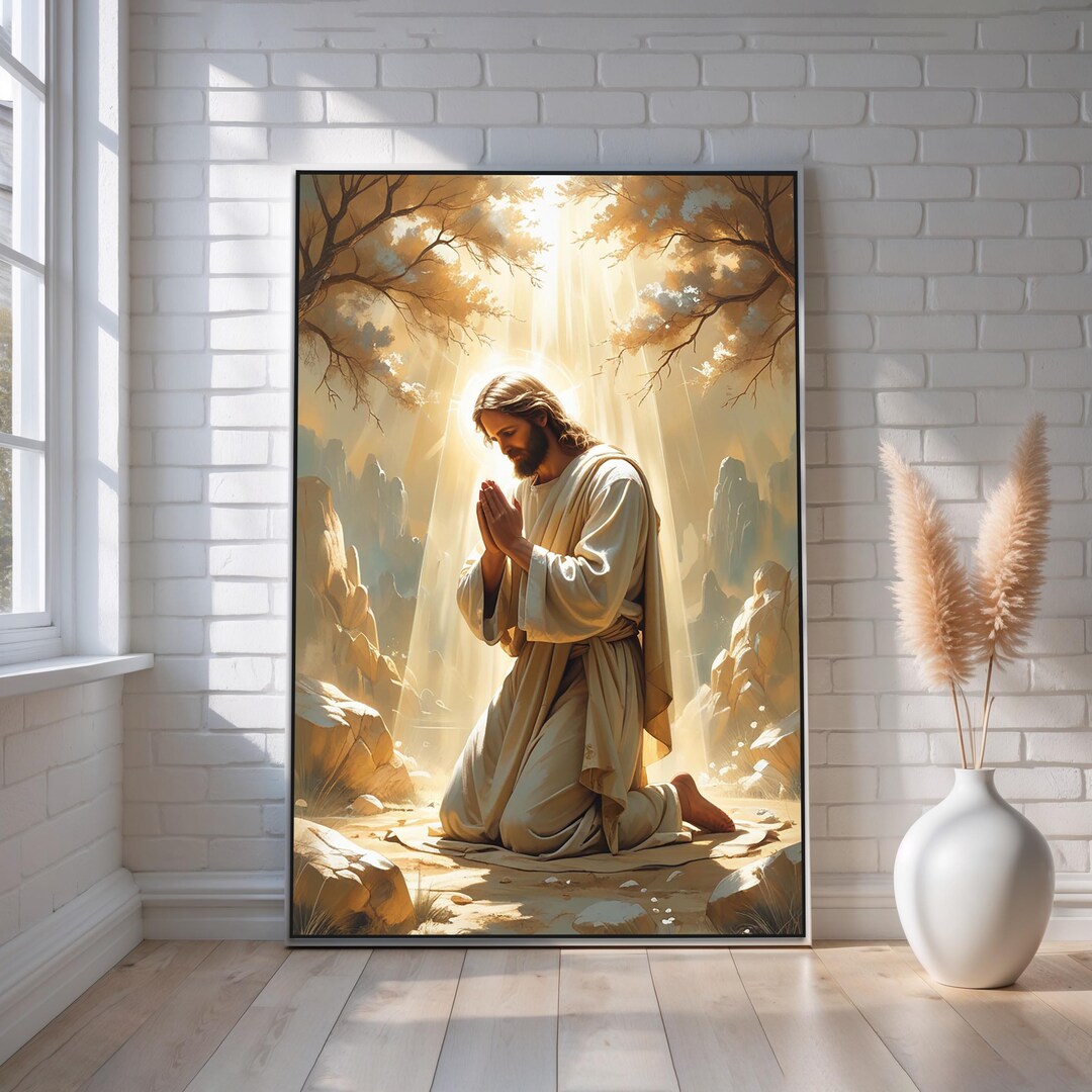 Jesus Praying Wall Art | Christian Faith Canvas Art | Devotional ...