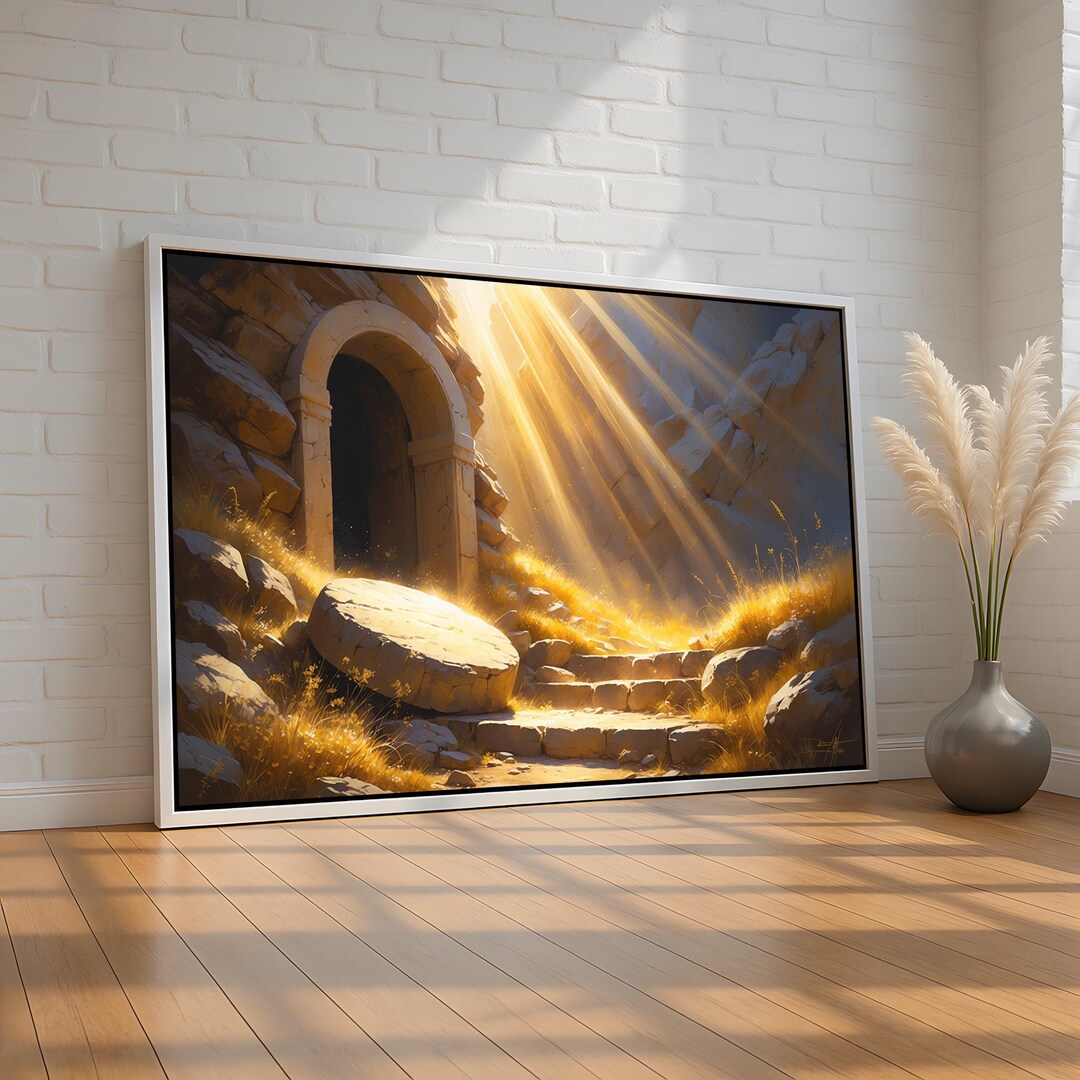 Resurrection Morning Wall Art | Empty Tomb Canvas Print With Radiant ...