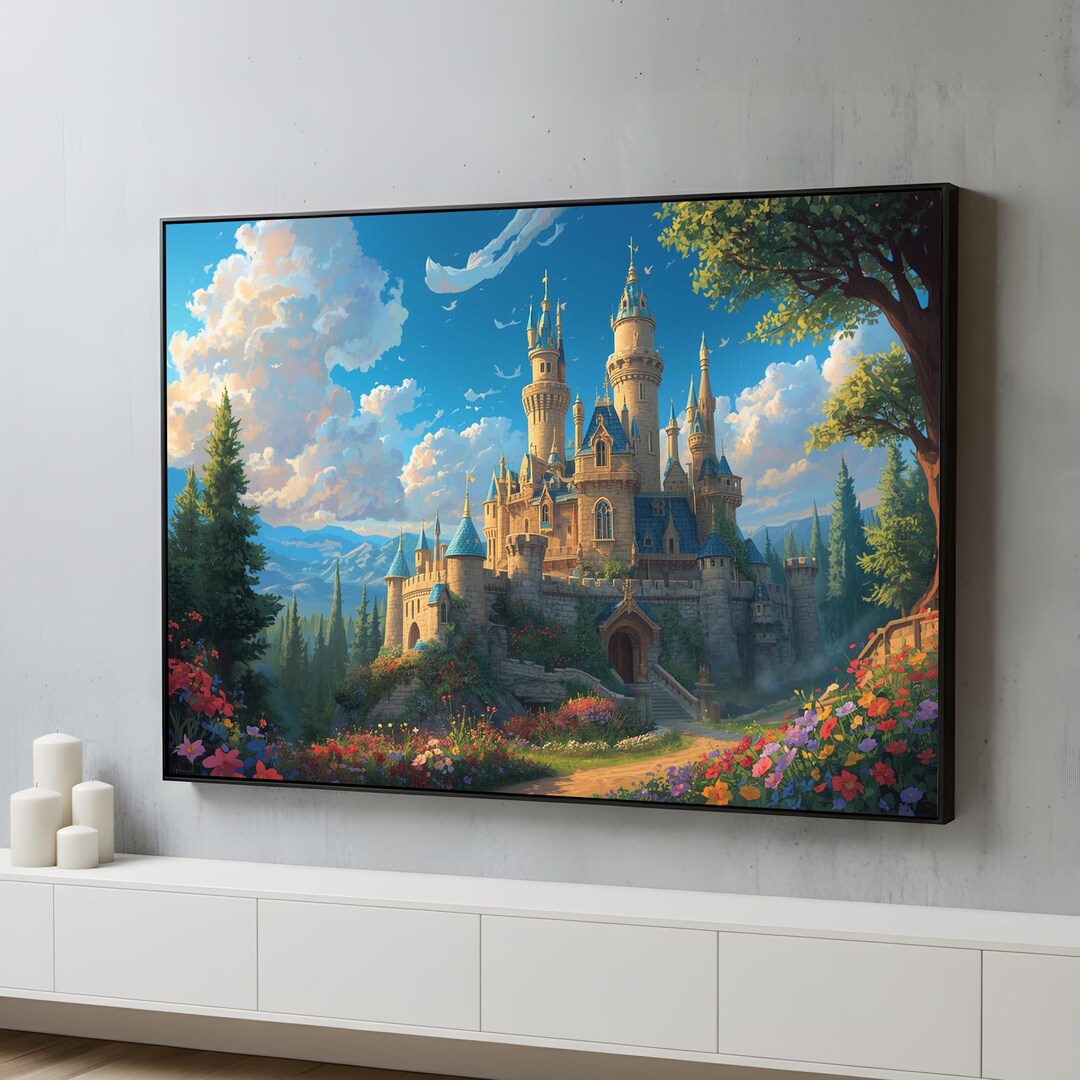Enchanted Fairytale Castle Canvas Wall Art | Magical Fantasy Kingdom ...