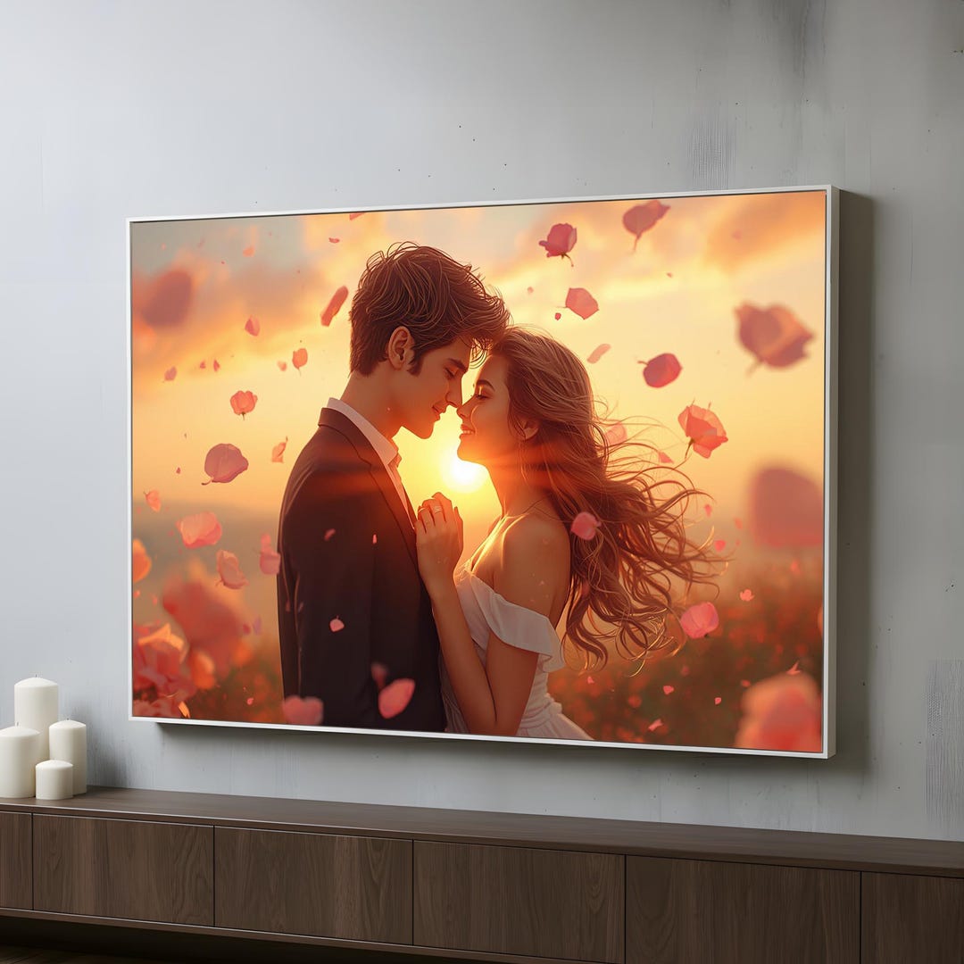 Valentines Day Wall Art Romantic Couple Canvas Wall Art | Love Sunset ...