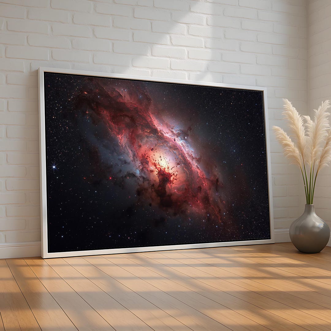 Red Nebula Canvas Wall Art | Deep Space Galaxy Explosion Artwork for ...
