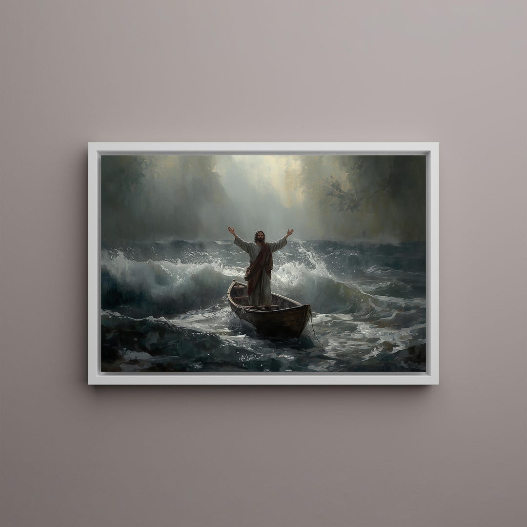 Jesus Calming the Storm Painting | Christ in Boat Biblical Miracle Art ...