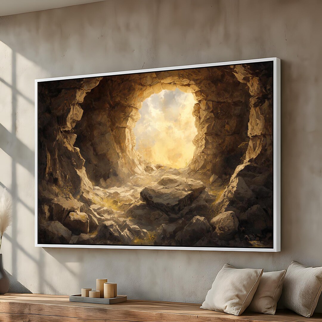 Empty Tomb Canvas Wall Art | Resurrection Light Biblical Scene ...