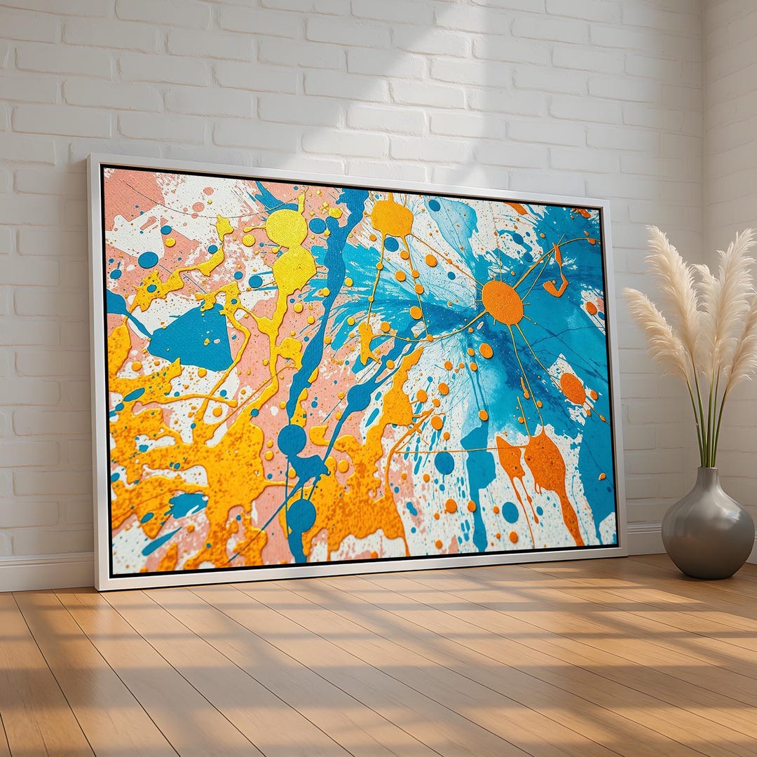 Colorful Abstract Splatter Wall Art | Modern Paint Drip Canvas | Bold ...