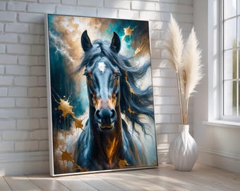 Majestic Horse Portrait Wall Art | Equestrian Canvas or Poster | Rustic Farmhouse & Western Decor | Animal Artwork Ready to Hang