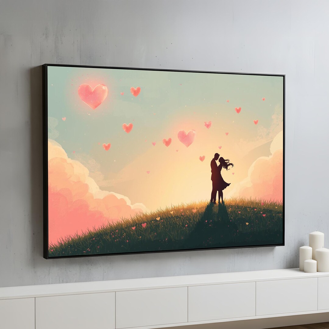 Romantic Silhouette Couple Art | Love Canvas Wall Art Poster | Dreamy ...