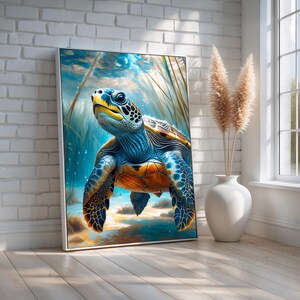 Sea Turtle Wall Art | Underwater Ocean Scene Canvas Print | Colorful Marine Wildlife Decor | Tropical Coastal Vibes | Ready to Hang