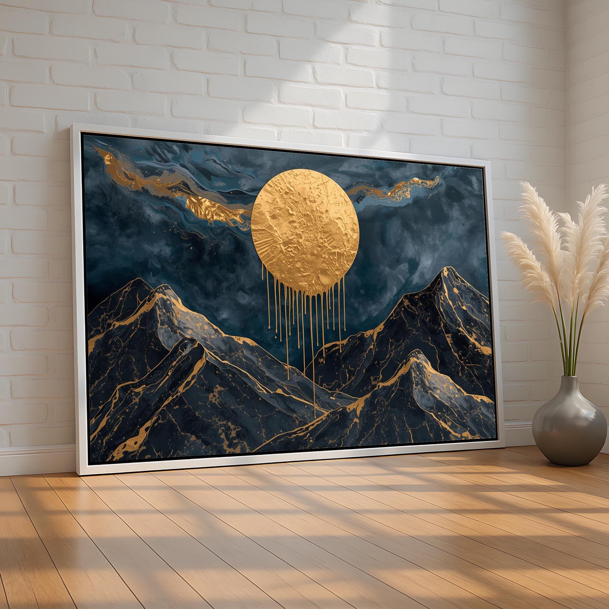 Golden Sun Abstract Canvas | Luxury Metallic Wall Art | Modern