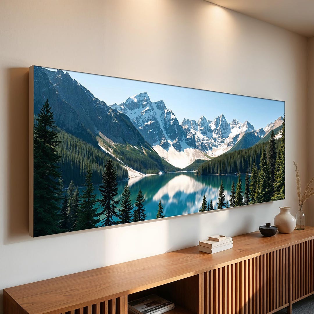 Panoramic Mountain Lake Wall Art Alpine Landscape Print Nature ...