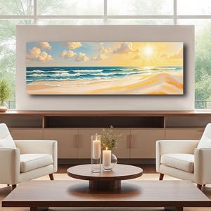 Serene Beach Sunset Painting | Coastal Wall Art | Canvas Print Ready to Hang AR103