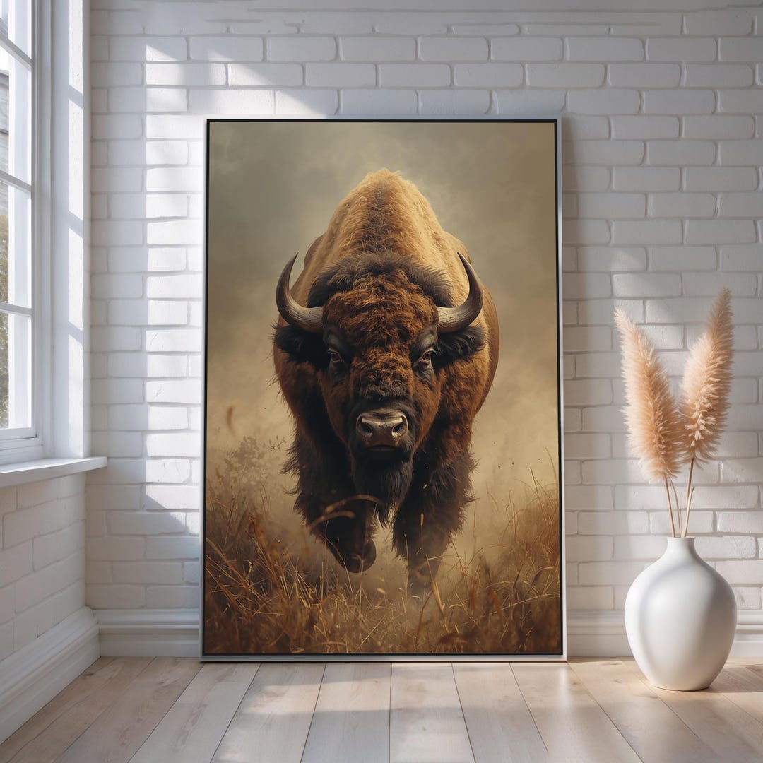 Majestic Bison Canvas Wall Art | Wild Buffalo Artwork | Nature ...