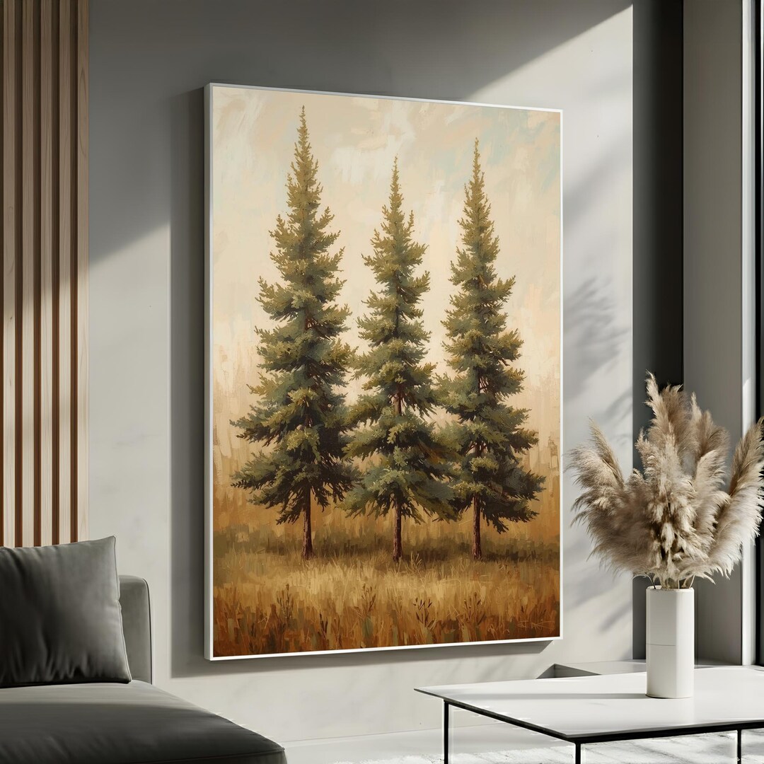 Evergreen Pine Tree Forest Portrait | Rustic Nature Canvas Wall Art ...