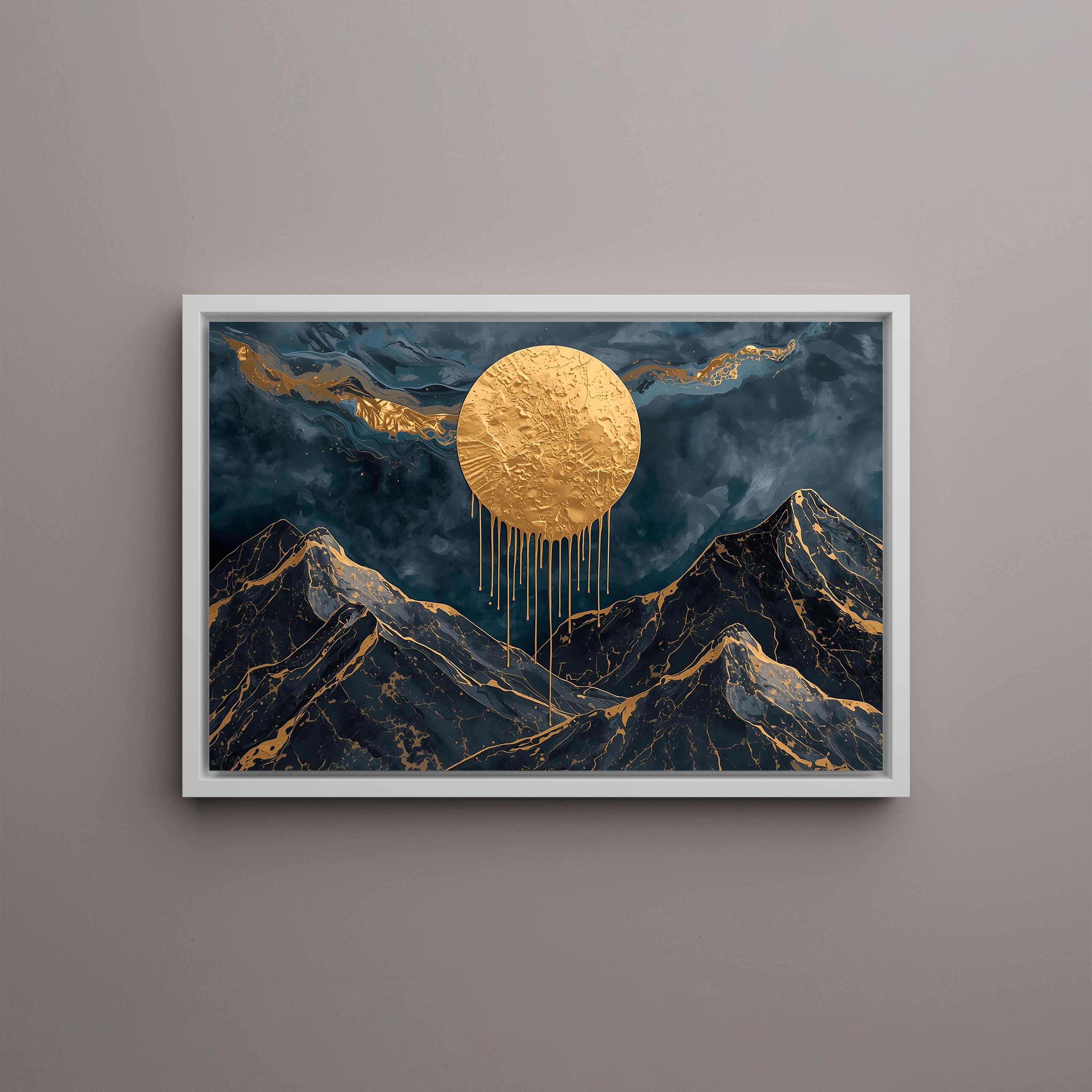 Golden Sun Abstract Canvas | Luxury Metallic Wall Art | Modern