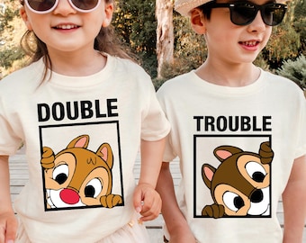 Disney Toddler Shirt: Chip 'n Dale T-Shirt, Double Trouble Siblings Shirts, Sister and Brother Gift, Couple Matching, Disney Birthday Gift