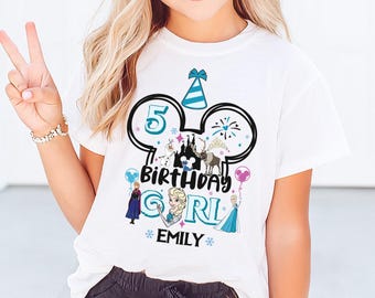 Koszulka urodzinowa Elsy dla całej rodziny: Koszulka z księżniczkami Disneya, bluza urodzinowa z motywem Krainy Lodu, spersonalizowany prezent urodzinowy dla dzieci z Disneylandu