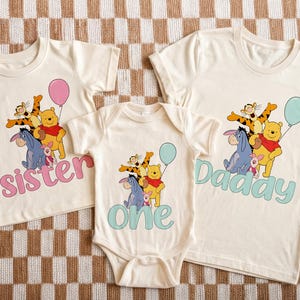 Honey Bear Birthday Family Shirts, Woodland Friends First Party Tee, Custom Birthday Boy Sibling Outfit, Mommy and Me Bear Top