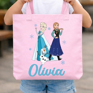 Elsa&Anna Tote Bag, Disney Princess Tote, Custom Girls Tote, Elsa Gift Bag, Frozen Kids Tote Bag