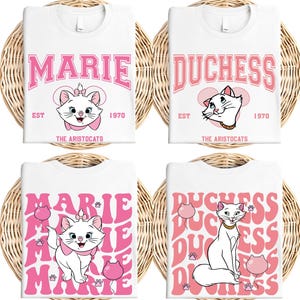 Shirt Disney Aristocats, T-shirt Disney Marie Cat, T-shirt Disney Cats, T-shirt Berlioz en Hertogin Cat, T-shirt Disney Cat Lover, Disney-gezinsuitje