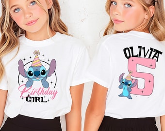 Maglietta per bambina con Stitch, maglietta per bambino con Disney, maglietta personalizzata per bambini, felpa per festa di compleanno Disneyland