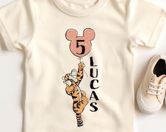 Winnie the Pooh Birthday Shirt, Disney Tigger Birthday Tee, Pooh Bear Birthday Name T-shirt, Piglet 2nd Birthday Tee, Birthday Party T-Shirt