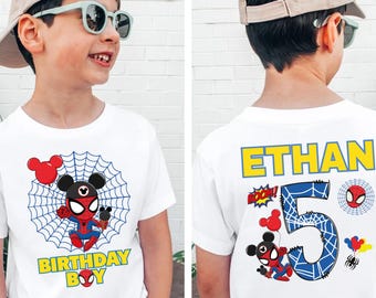 Spidey Geburtstag Junge Shirt, Disney Spiderman Geburtstag T-Shirt, Avengers Geburtstagsfeier Geschenk, Disneyland Benutzerdefinierte Kinder Sweatshirt