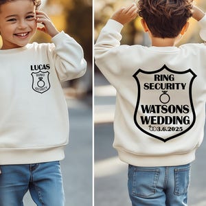 Kids Ring Security Sweatshirt, Ring Bearer Crewneck, Toddler Wedding Sweat, JR Groomsmen Sweater, Wedding Ring Shirt