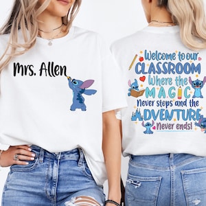 Custom Teacher T-Shirt, Disney Stitch Teacher Shirt, Custom Back To School Shirt, Teacher Name Tee, Custom Mrs. Teacher Tee, Teacher Hoodie