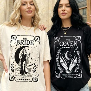 Häxig brud & coven-tröjor, Halloween-möhippa-tröjor, Häxig möhippa-tröja, Gotiska bröllops-t-shirts, Brudteam-häxtröja