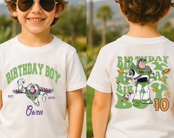 Buzz Lightjahre Geburtstag Shirt, Disney Toy Story Geburtstag Party T-Shirt, Spielzeug Geschichte Kleinkind Geburtstag T-Shirt, Benutzerdefinierte Kinder Geburtstag Shirt