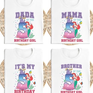 Little Mermaid Birthday Family Shirt, Disney Princess Ariel Birthday Girl TShirt, Custom Mermaid Family Matching Sweatshirt