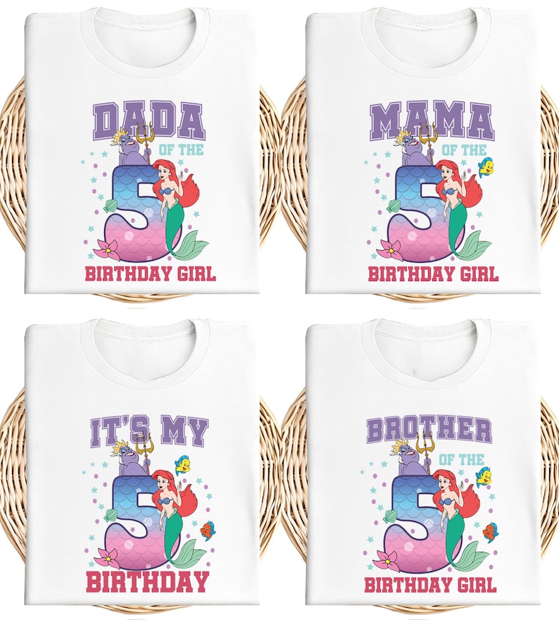 Little Mermaid Birthday Family Shirt, Disney Princess Ariel Birthday Girl TShirt, Custom Mermaid Family Matching Sweatshirt
