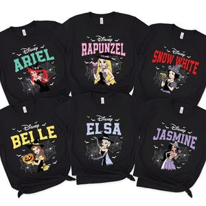 Halloween Disney Princess T-Shirt, Spooky Princess Shirt, Belle Halloween Sweatshirt, Elsa Halloween Shirt, Halloween Princess Tee
