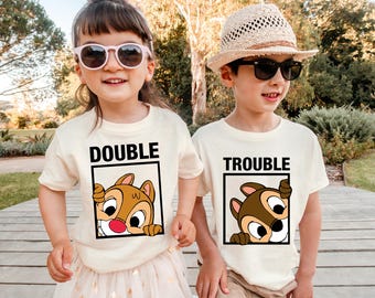 Disney Toddler Shirt, Chip &#39;n Dale T-Shirt, Double Trouble Siblings Shirts, Sister and Brother Gift, Couple Matching, Disney Birthday Gift