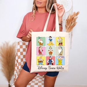 Snow White Tote Bag, Disney Seven Dwarfs Tote, Walt Disney Tote, Princess Snow White Gift, Princess Tote Bag