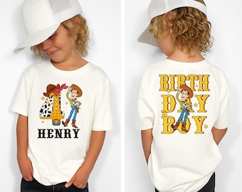 Koszulka urodzinowa Toy Story, spersonalizowana koszulka urodzinowa Jessie dla dziewczynki, koszulka urodzinowa Woody'ego dla chłopca, koszulka urodzinowa Lightyear dla chłopca, koszulki dla maluchów Toy Story