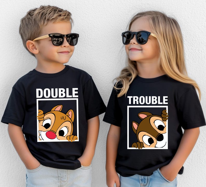 Sibling Matching Shirts, Brother Sister Tee, Cute Animal Kids Gift, Matching Family Trip T-shirt, Twin Kids Outfit